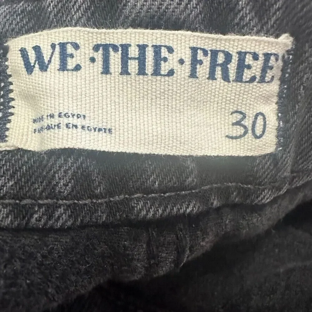 Free People We The Free Major Leagues Cargo Jeans Women 30 Vtg. Black Boho Denim